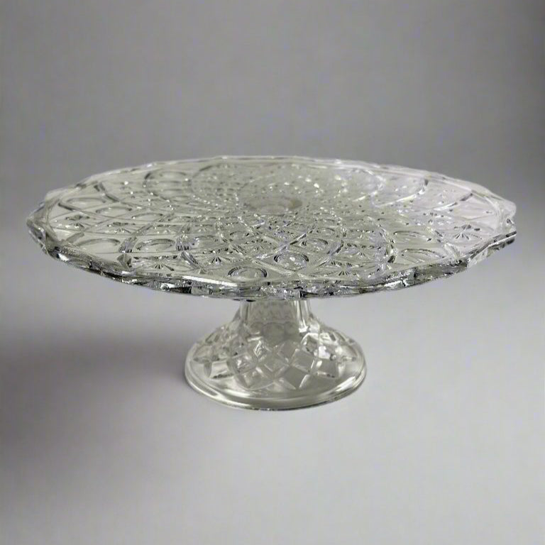 Vintage Indiana Glass Pedestal Cake Plate Stand