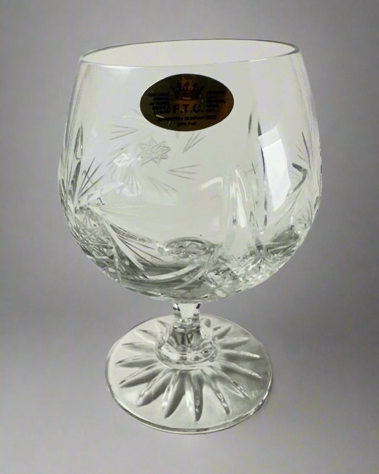 Vintage Crystal Hand Cut Brandy Glass Set of 4