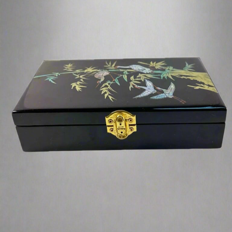 Vintage Black Wooden Jewelry Box