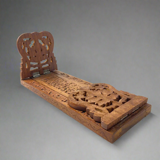 Vintage Hand Carved Wooden Book Slide